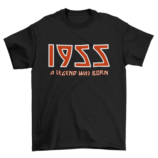 1955 A Legend Was Born T-Shirt - Heavy Metal Retro Font - 70th Birthday 2025