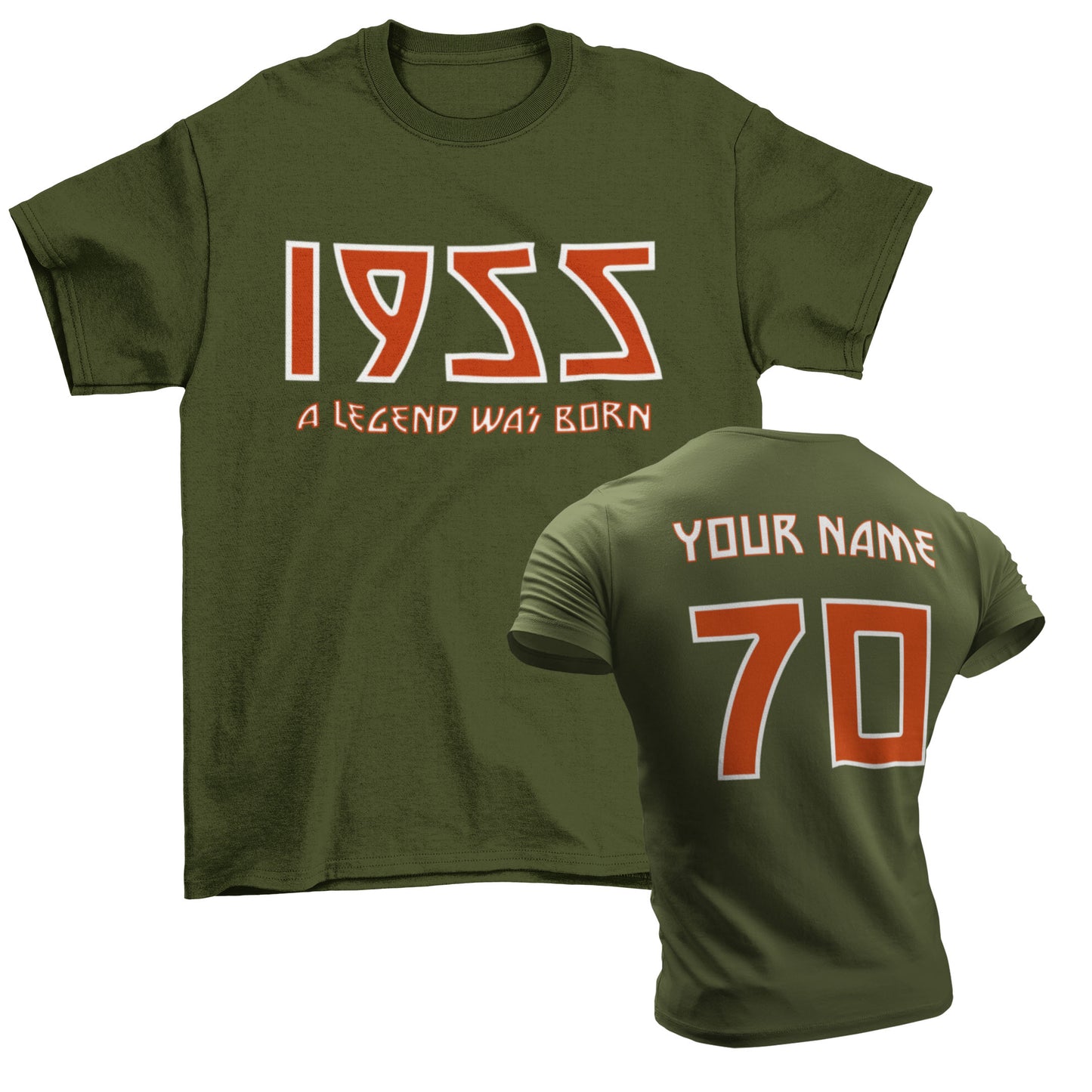 70th T Shirt 1955 A Legend Was Born With Name on Back For 2025 Birthdays Gift