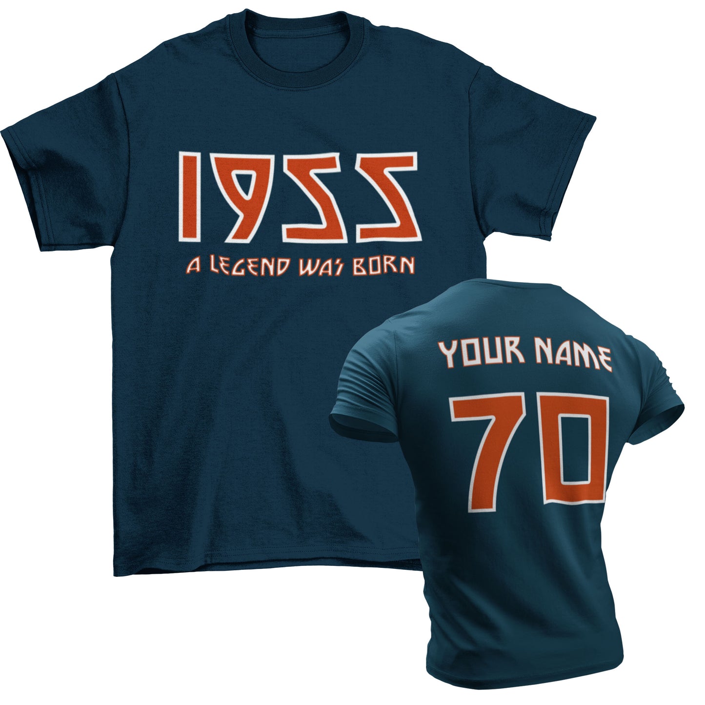 70th T Shirt 1955 A Legend Was Born With Name on Back For 2025 Birthdays Gift