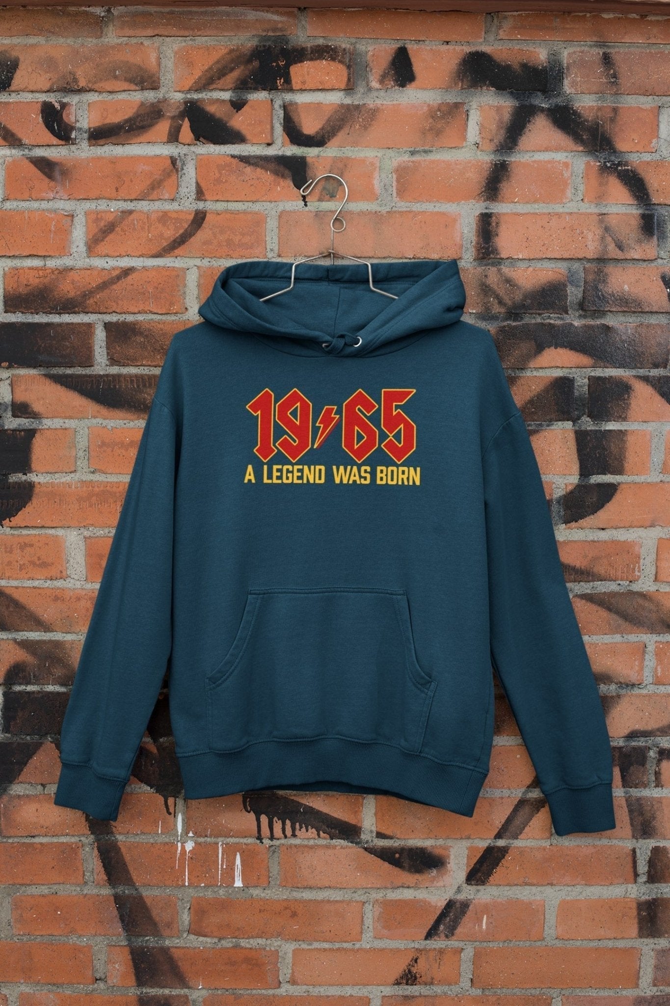 1965 A Legend Was Born 60th Birthday Hoodie For 2025 60th Rock Font ReGalaxy Tees