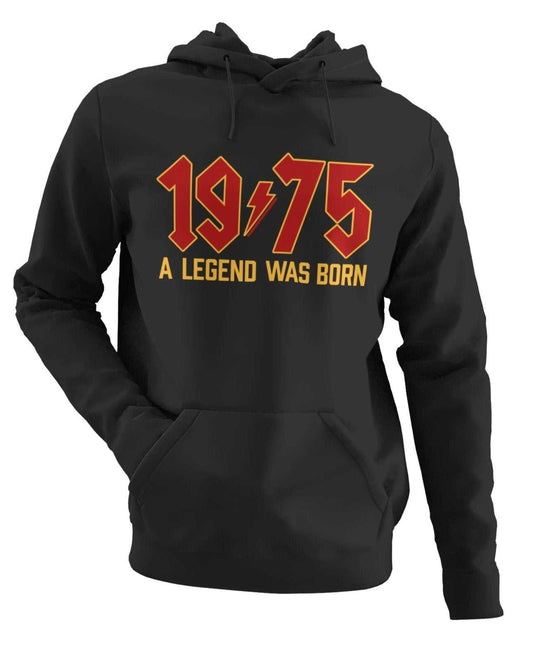 1975 A Legend Was Born 50th Birthday Hoodie For 2025 50th Rock Font ReGalaxy Tees