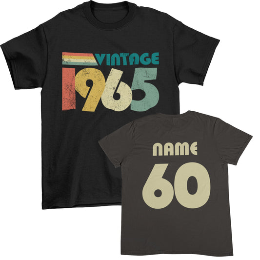 2025 Birthday PERSONALISED 60th T Shirt Vintage 1965 With Name & Age OGalaxy Tees