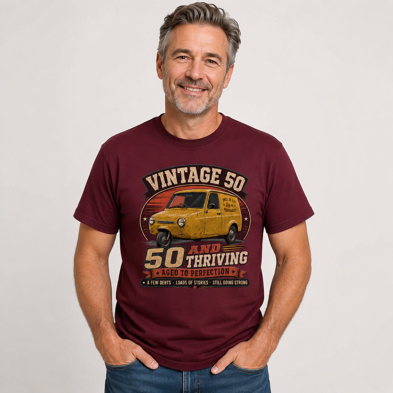 50 and Thriving T-Shirt, Funny 50th Birthday Retro Van Gift Tee