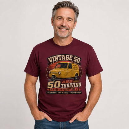 50 and Thriving T-Shirt, Funny 50th Birthday Retro Van Gift Tee