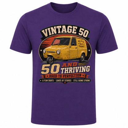 50 and Thriving T-Shirt, Funny 50th Birthday Retro Van Gift Tee