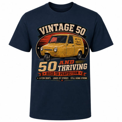 50 and Thriving T-Shirt, Funny 50th Birthday Retro Van Gift Tee
