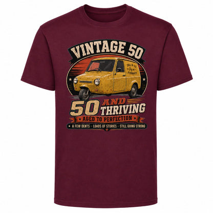 50 and Thriving T-Shirt, Funny 50th Birthday Retro Van Gift Tee