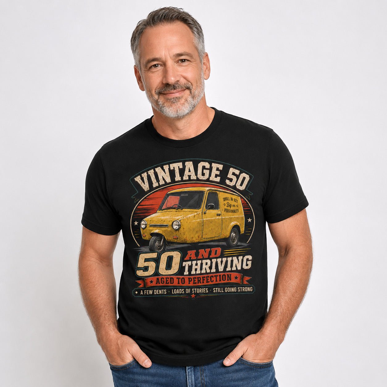 50 and Thriving T-Shirt, Funny 50th Birthday Retro Van Gift Tee