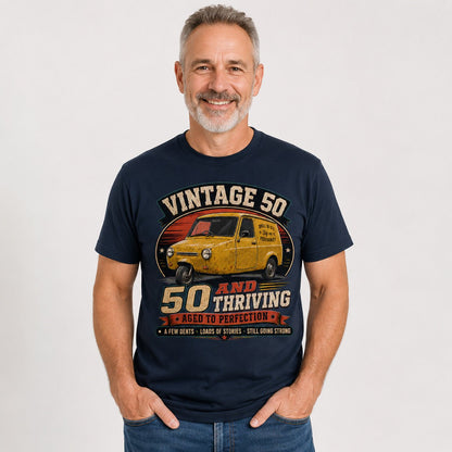 50 and Thriving T-Shirt, Funny 50th Birthday Retro Van Gift Tee