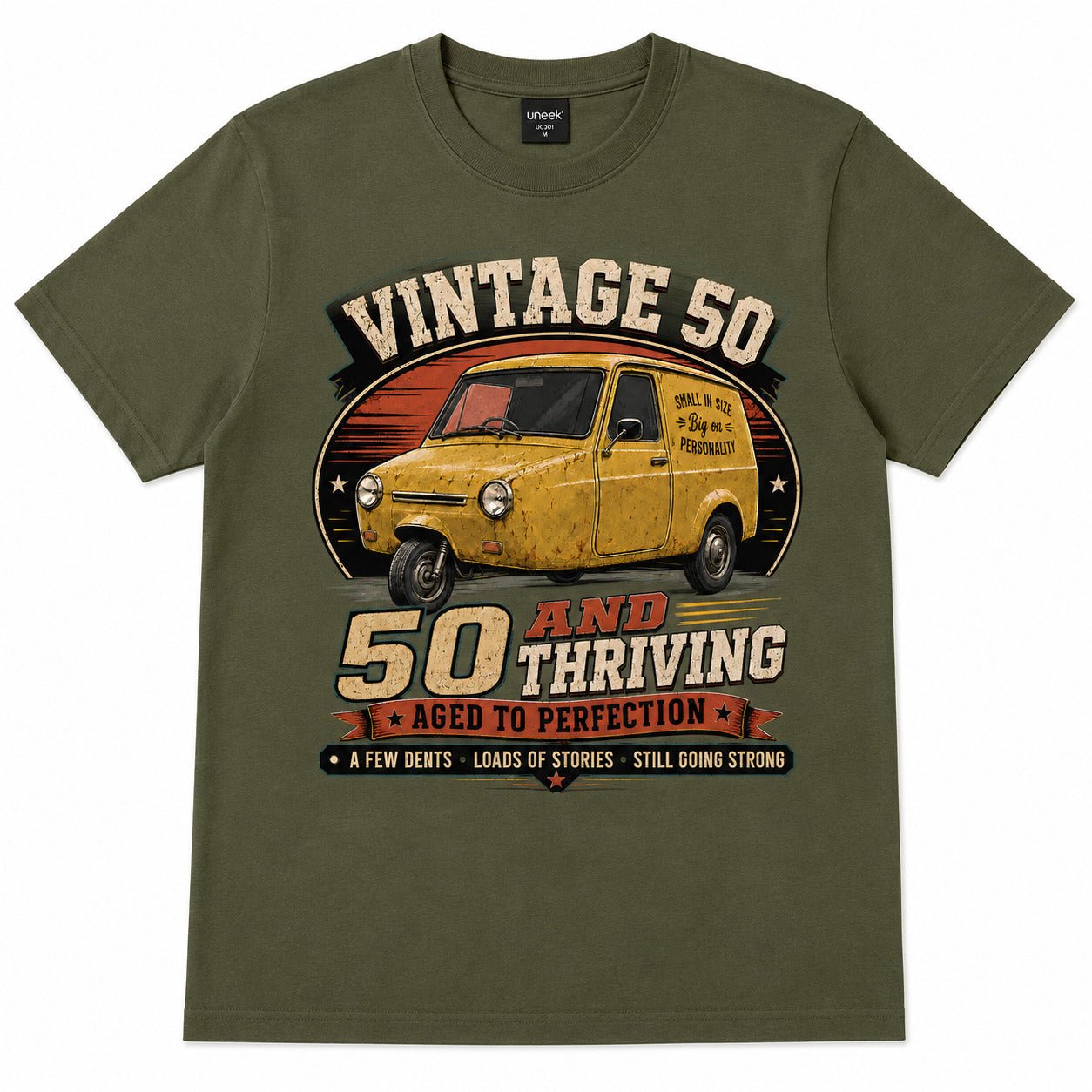 50 and Thriving T-Shirt, Funny 50th Birthday Retro Van Gift Tee