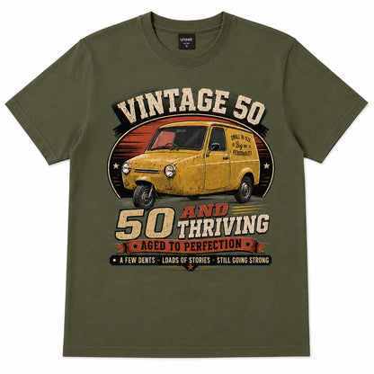 50 and Thriving T-Shirt, Funny 50th Birthday Retro Van Gift Tee