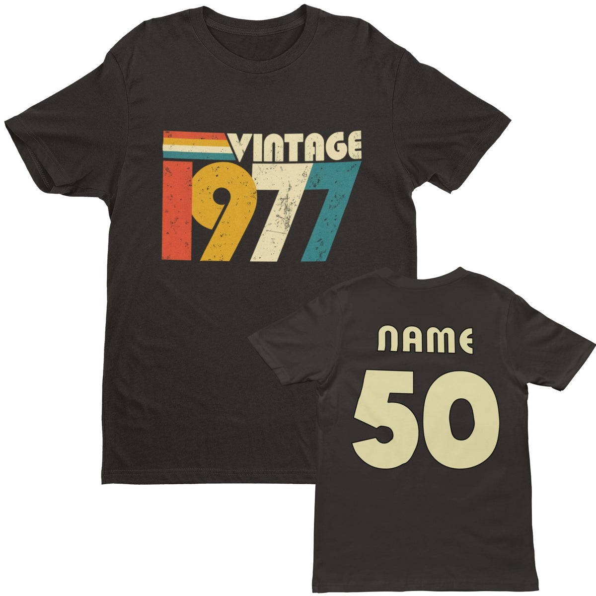 Personalised 50th Birthday T-Shirt – Vintage 1977 for 2027