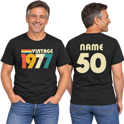Personalised 50th Birthday T-Shirt – Vintage 1977 for 2027