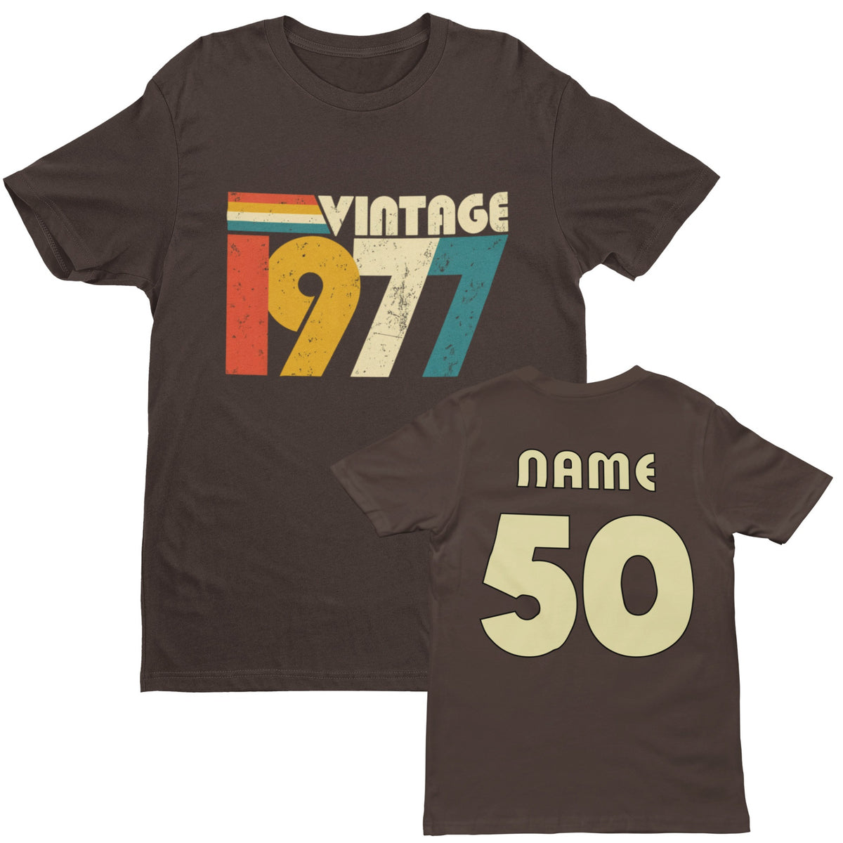 Personalised 50th Birthday T-Shirt – Vintage 1977 for 2027