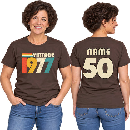 Personalised 50th Birthday T-Shirt – Vintage 1977 for 2027