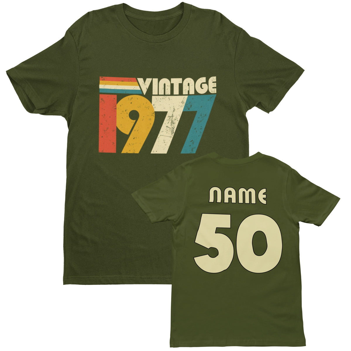Personalised 50th Birthday T-Shirt – Vintage 1977 for 2027