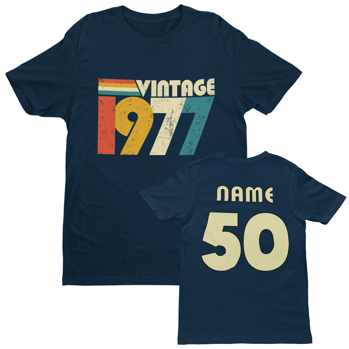 Personalised 50th Birthday T-Shirt – Vintage 1977 for 2027
