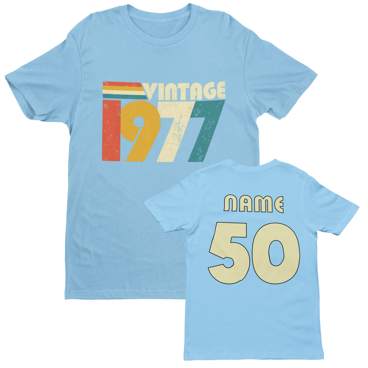 Personalised 50th Birthday T-Shirt – Vintage 1977 for 2027