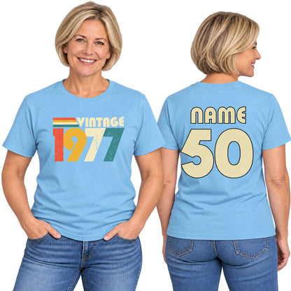 Personalised 50th Birthday T-Shirt – Vintage 1977 for 2027