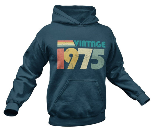 50th Birthday in 2025 Hoodie Vintage 1975 Retro Design Gift Idea Born Galaxy Tees