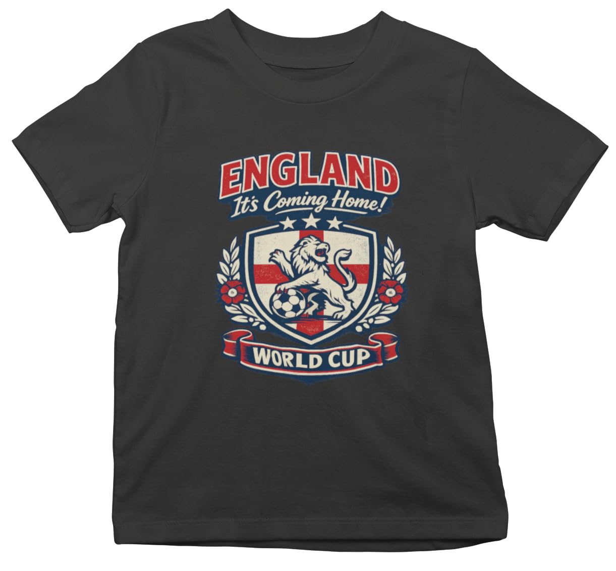 Kids Personalised England Football Fan T-Shirt, Custom Name & Number Back Print, Boys Girls World Cup Match Day Gift - Galaxy Tees