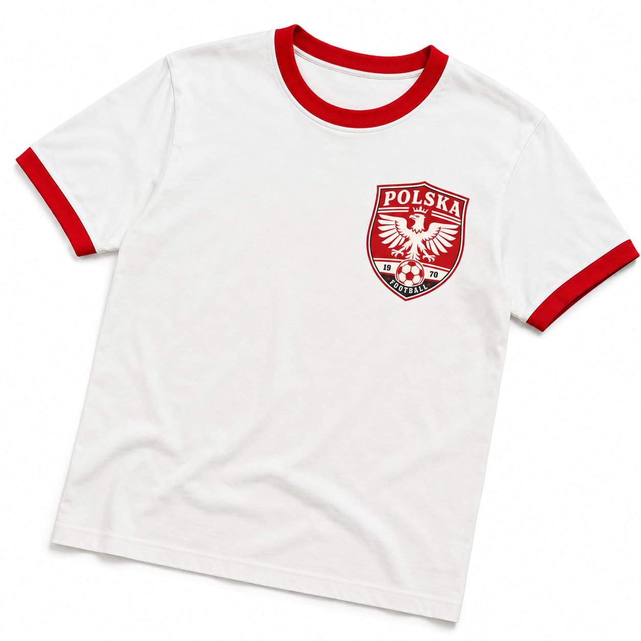 Galaxy Tees Retro Poland Ringer T-Shirt Country Colour Contrast Tee - Galaxy Tees