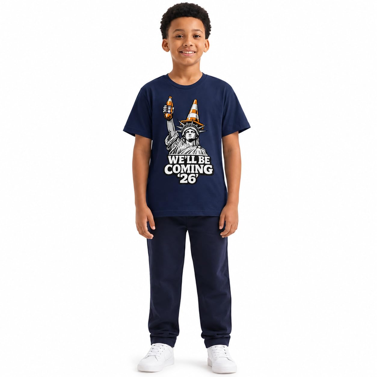 Kids Scotland 2026 Football T-Shirt, We’ll Be Coming Graphic T-Shirt, Children’s Scotland Fan Match Day Top - Galaxy Tees