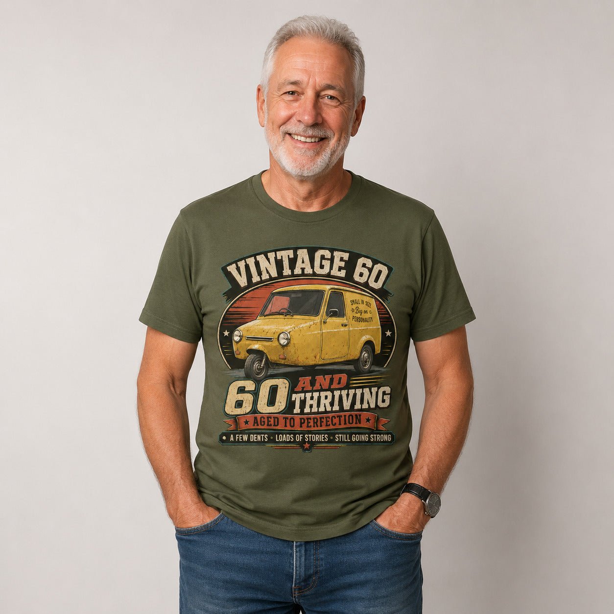 60 and Thriving T-Shirt, Funny 60th Birthday Retro Van Gift Tee