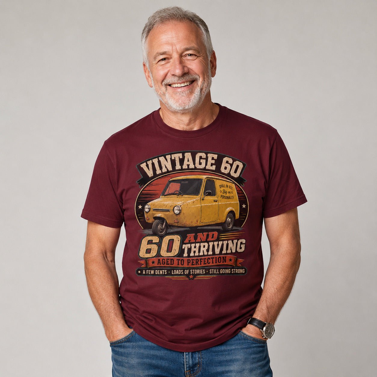 60 and Thriving T-Shirt, Funny 60th Birthday Retro Van Gift Tee
