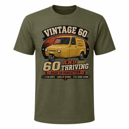 60 and Thriving T-Shirt, Funny 60th Birthday Retro Van Gift Tee