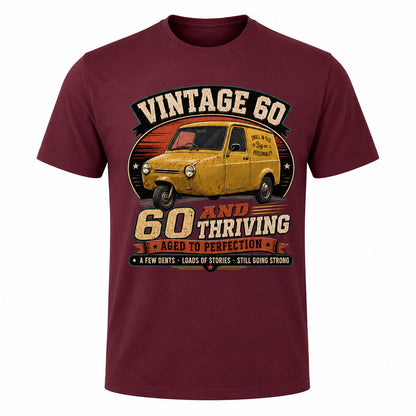 60 and Thriving T-Shirt, Funny 60th Birthday Retro Van Gift Tee