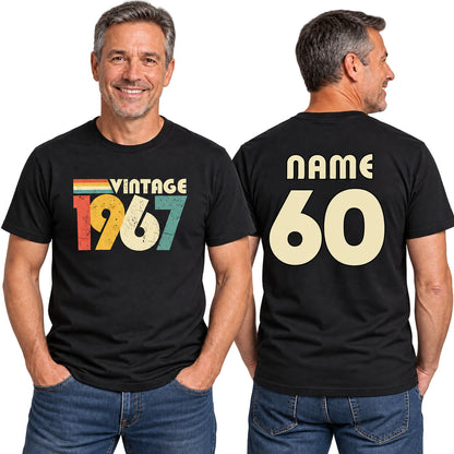 Personalised Vintage 1967 T-Shirt - 60th Birthday 2027 with Name on Back