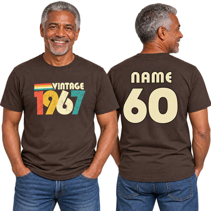 Personalised Vintage 1967 T-Shirt - 60th Birthday 2027 with Name on Back
