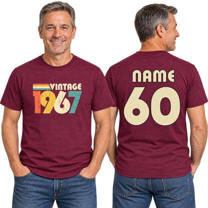 Personalised Vintage 1967 T-Shirt - 60th Birthday 2027 with Name on Back