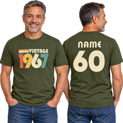 Personalised Vintage 1967 T-Shirt - 60th Birthday 2027 with Name on Back