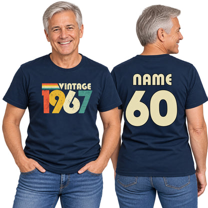 Personalised Vintage 1967 T-Shirt - 60th Birthday 2027 with Name on Back