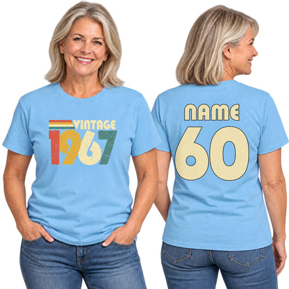 Personalised Vintage 1967 T-Shirt - 60th Birthday 2027 with Name on Back