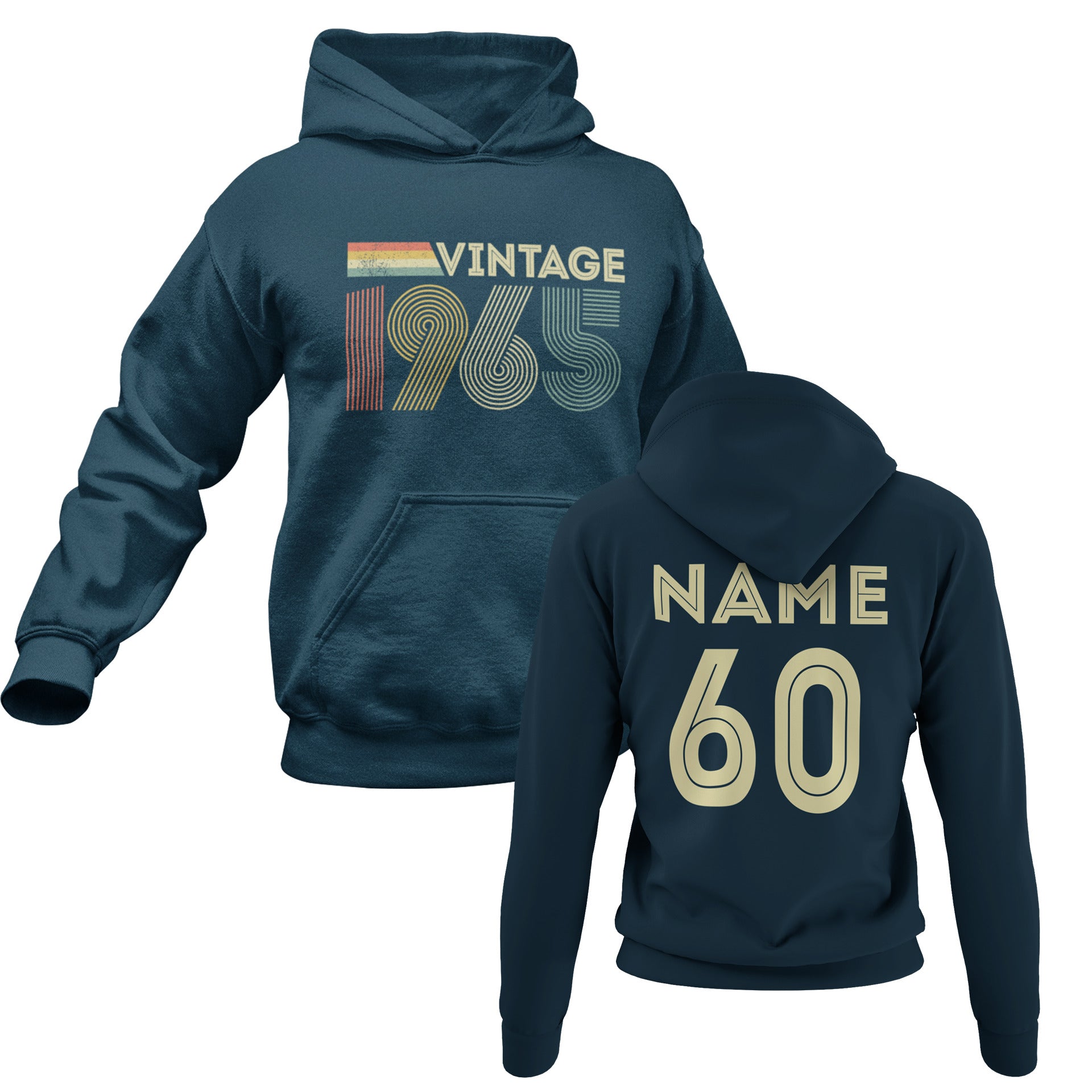 Personalised Vintage 1965 Hoodie Custom 60th Birthday Gift for 2025 NaGalaxy Tees