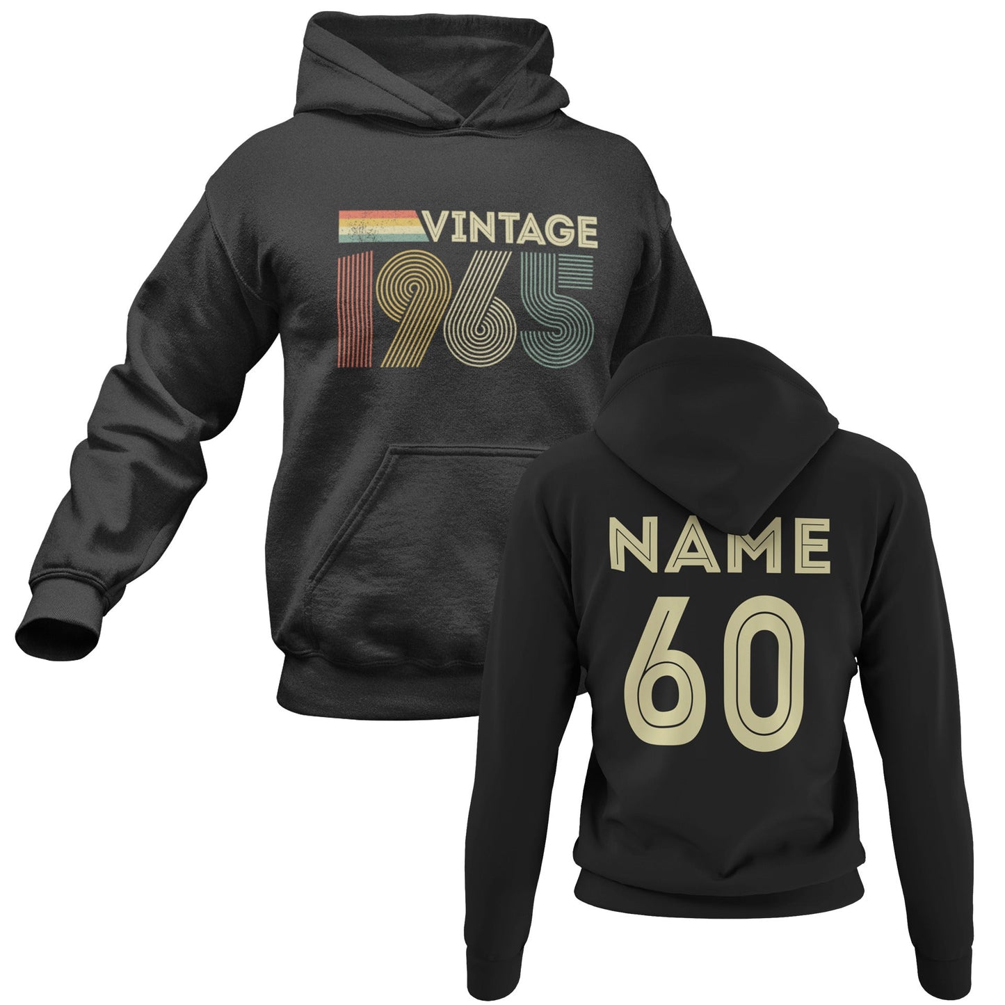 Personalised Vintage 1965 Hoodie Custom 60th Birthday Gift for 2025 NaGalaxy Tees