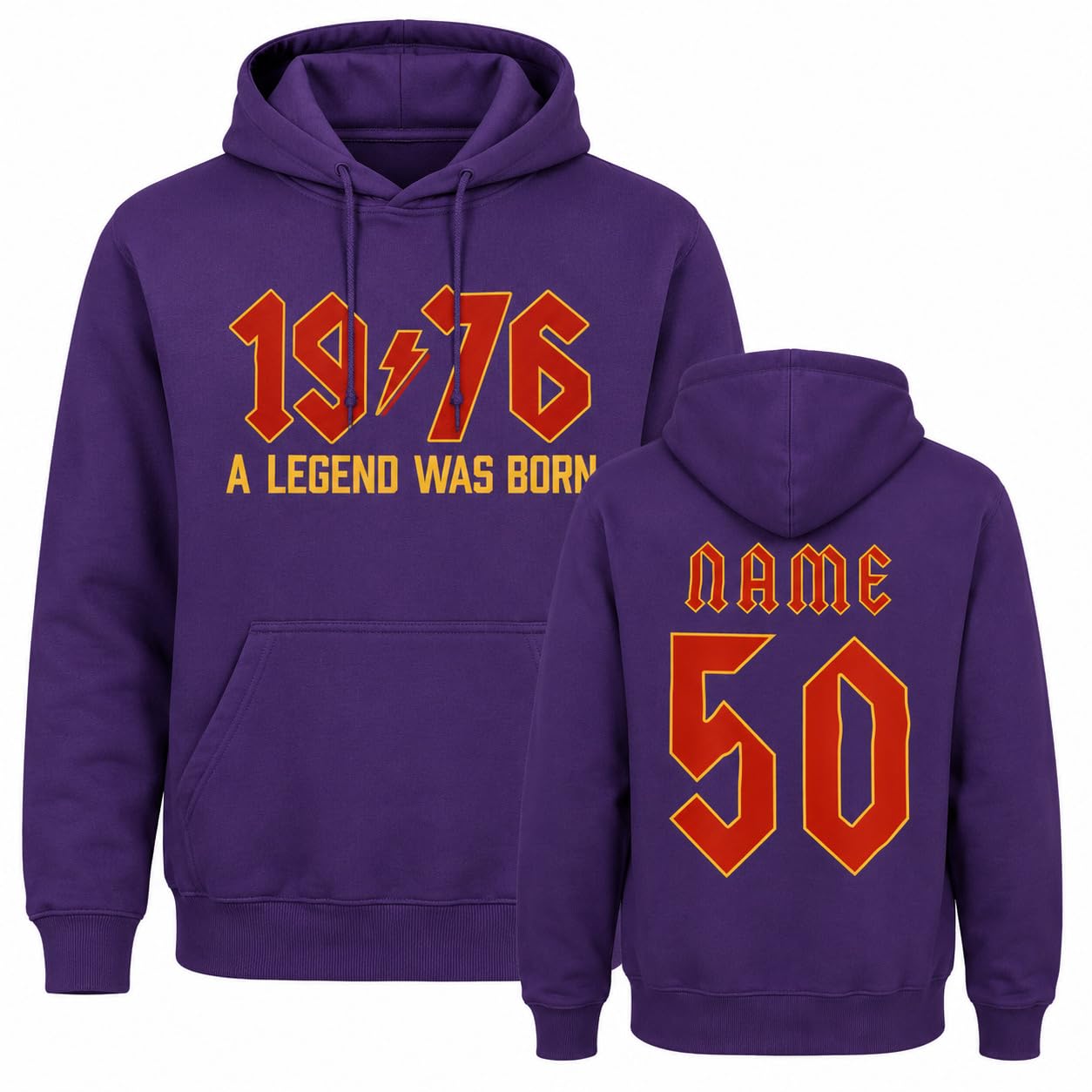 Personalised 50th Birthday Hoodie 2026 Vintage 1976 Rock Style Custom Name Back Print Unisex Birthday Gift - Galaxy Tees