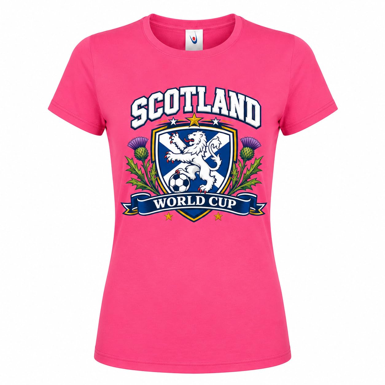 Women’s Scotland Saltire Thistle World Cup T-Shirt Ladies Scottish Football Fan T-Shirt Black Pink Purple Gift - Galaxy Tees
