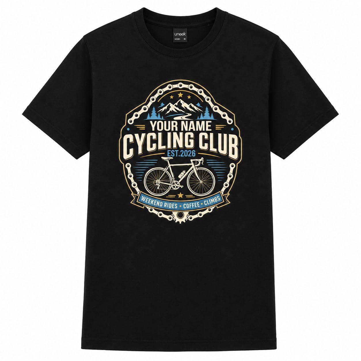 Personalised Cycling Club T-Shirt, Custom Name & Year Bicycle Rider T-Shirt, Cycling Gift for Men, Road Bike Club - Galaxy Tees