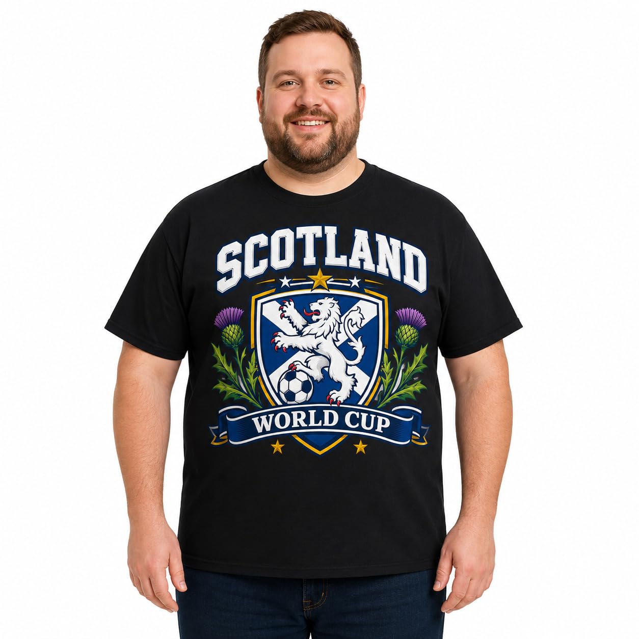 Men's Scotland Saltire Thistle World Cup T-Shirt 2026 Scottish Football Fan T-Shirt Black Navy Military Green - Galaxy Tees
