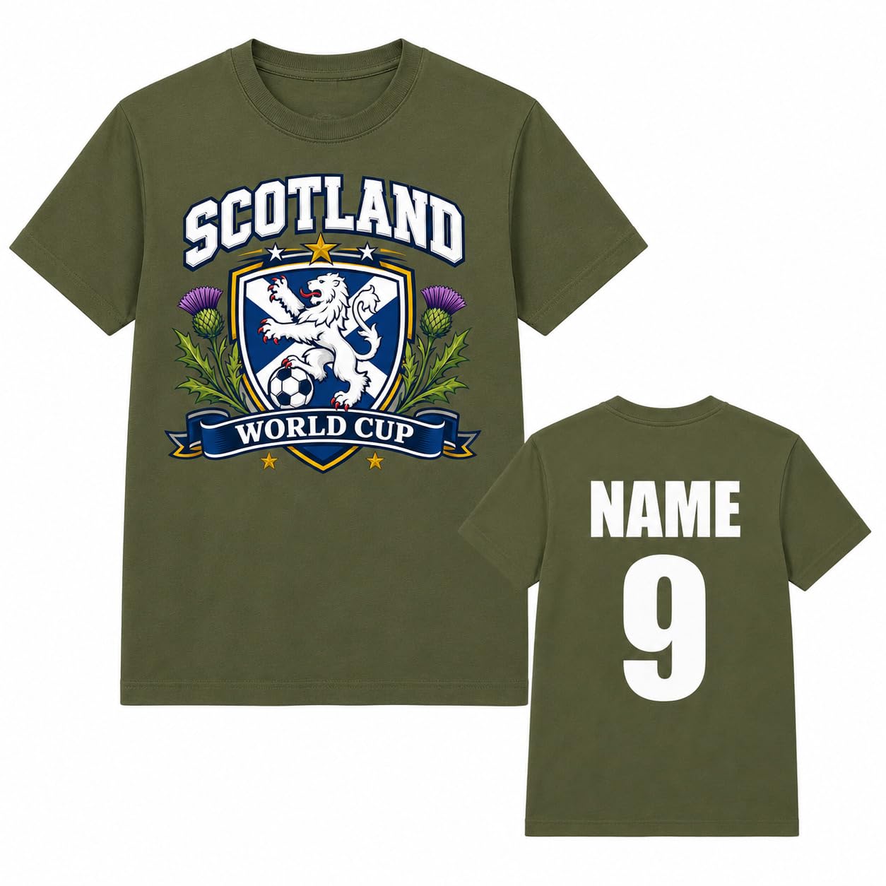 Personalised Men's Scotland Saltire Thistle World Cup T-Shirt Custom Name Number Football Fan T-Shirt Gift - Galaxy Tees