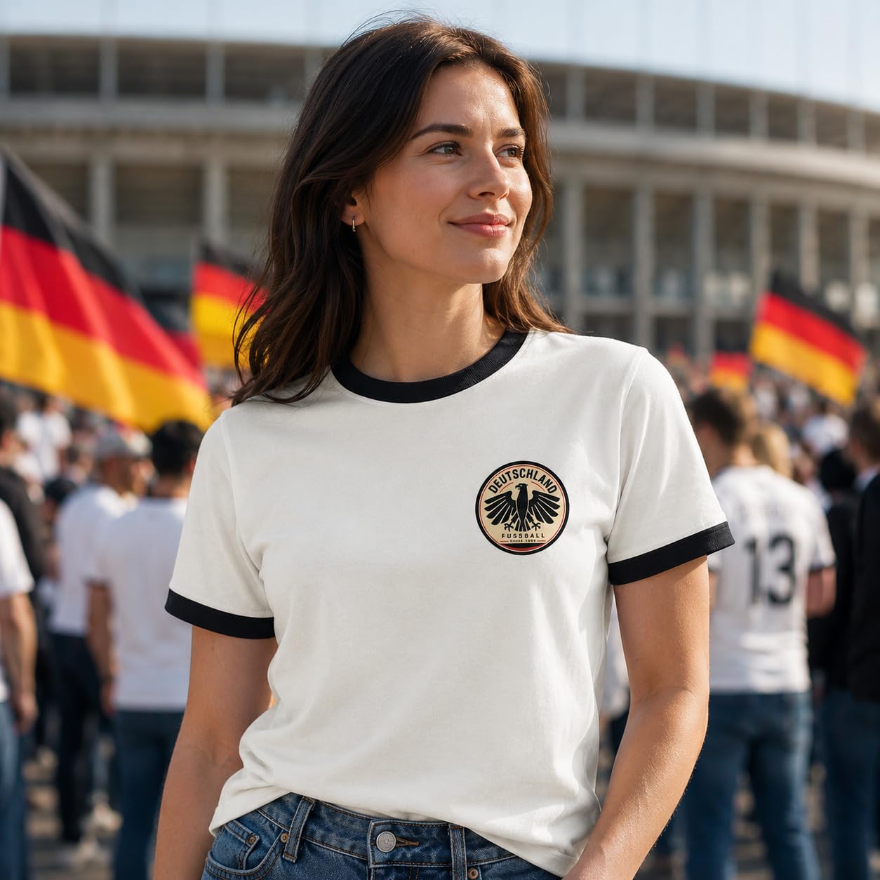 Galaxy Tees Retro Germany Ringer T-Shirt Country Colour Contrast Tee - Galaxy Tees