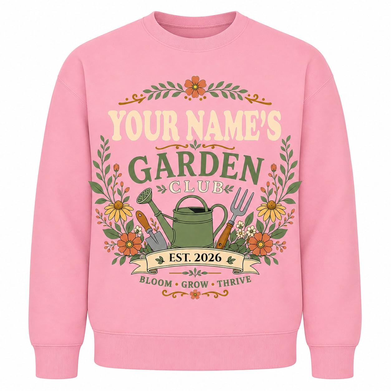 Personalised Garden Club Sweatshirt Custom Name Year Gardening Gift Adult Unisex Gardener Plant Lover Jumper - Galaxy Tees