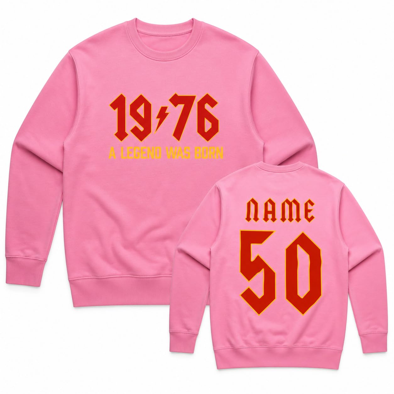 Personalised 50th Birthday Sweatshirt 2026 Vintage 1976 Rock Style Custom Name Back Print Unisex Birthday Gift - Galaxy Tees