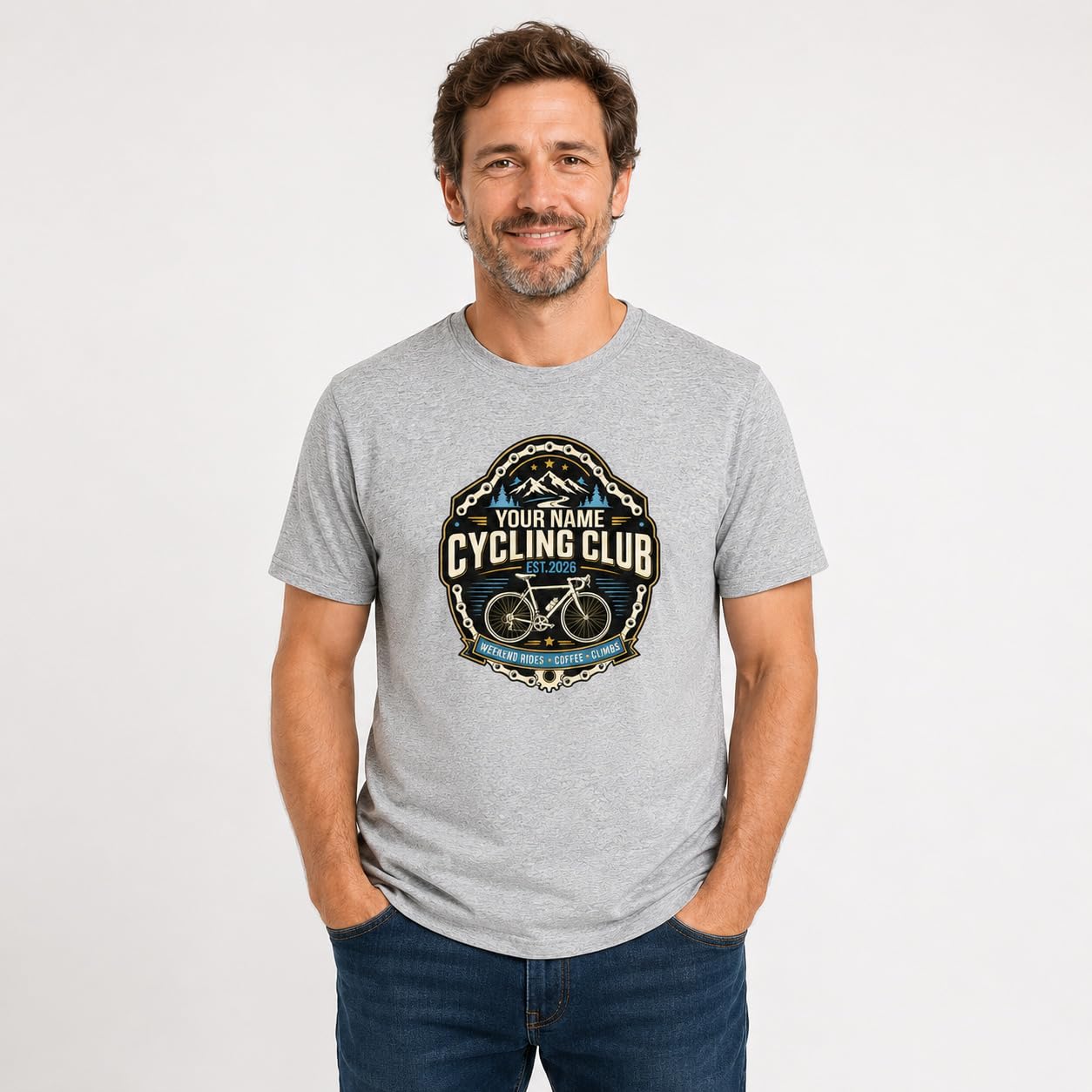 Personalised Cycling Club T-Shirt, Custom Name & Year Bicycle Rider T-Shirt, Cycling Gift for Men, Road Bike Club - Galaxy Tees