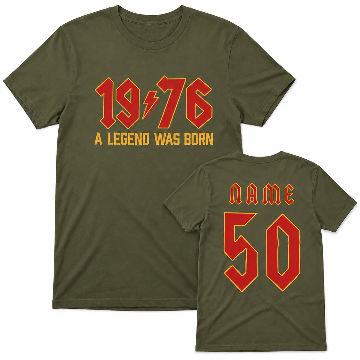 Personalised 50th Birthday T-Shirt 2026 Vintage 1976 Rock Style Custom Name Back Print Men's Birthday Gift T-Shirt - Galaxy Tees