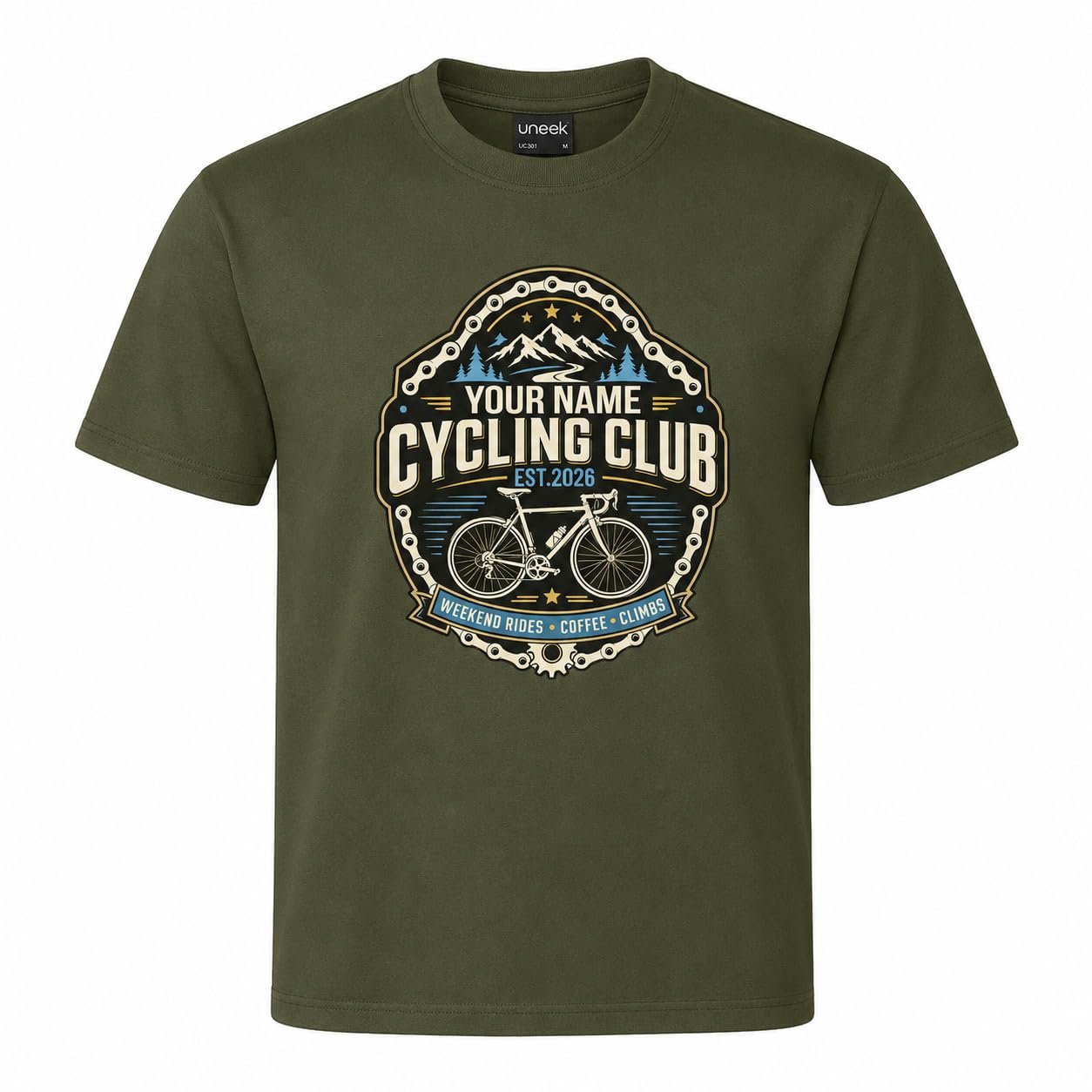 Personalised Cycling Club T-Shirt, Custom Name & Year Bicycle Rider T-Shirt, Cycling Gift for Men, Road Bike Club - Galaxy Tees
